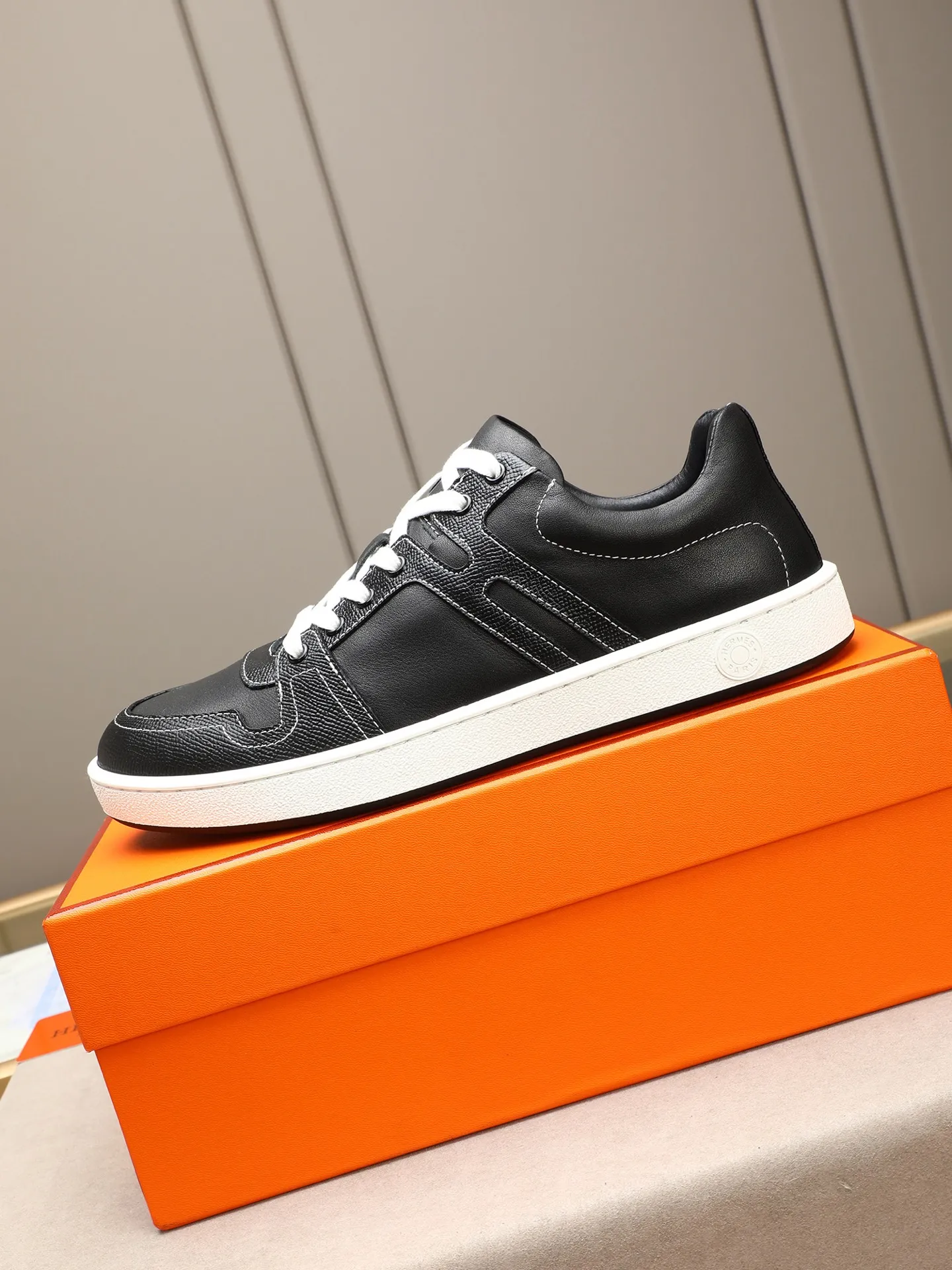 Men's shoes 💰720 [HERMES] Hermès - High-end quality original 🔍🔍🔍 casual sneakers - Upper: 🔝 Napa calfskin, shoe body sewn with brand 'H' totem - Lining: water-dyed cowhide - Outsole: original TPR. :38-44 (45, can be customized)